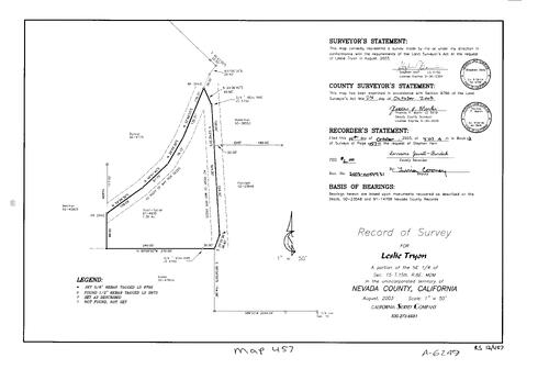 Click to see Record of Survey Book 12, pg. 457 (2003) of Nevada County Recorders Survey Maps Book 12