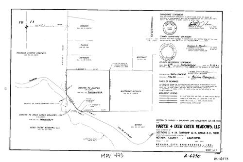 Click to see Record of Survey Book 12, pg. 473 (2003) of Nevada County Recorders Survey Maps Book 12