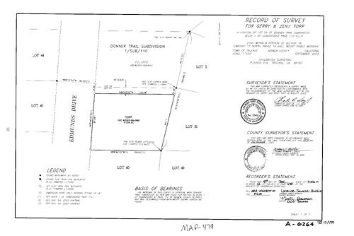 Click to see Record of Survey Book 12, pg. 479 (2003) of Nevada County Recorders Survey Maps Book 12