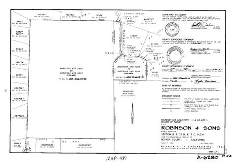 Click to see Record of Survey Book 12, pg. 481 (2003) of Nevada County Recorders Survey Maps Book 12