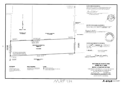 Click to see Record of Survey Book 12, pg. 484 (2003) of Nevada County Recorders Survey Maps Book 12