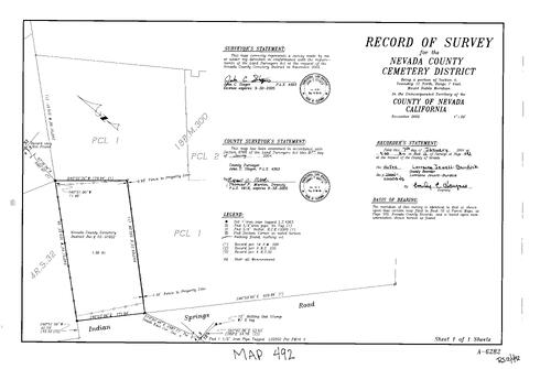 Click to see Record of Survey Book 12, pg. 492 (2004) of Nevada County Recorders Survey Maps Book 12
