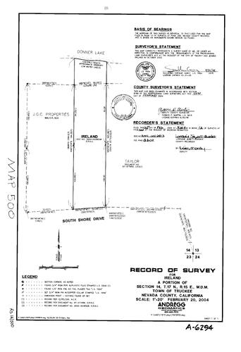 Click to see Record of Survey Book 12, pg. 500 (2004) of Nevada County Recorders Survey Maps Book 12