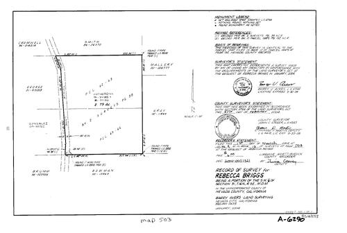 Click to see Record of Survey Book 12, pg. 503 (2004) of Nevada County Recorders Survey Maps Book 12