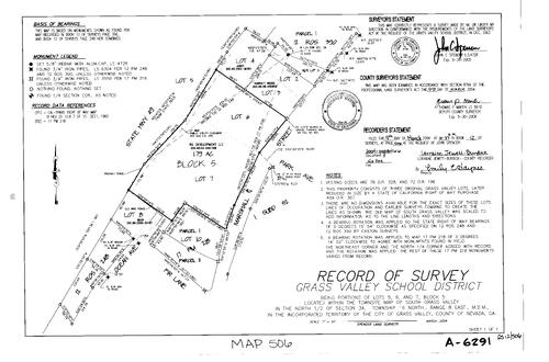 Click to see Record of Survey Book 12, pg. 506 (2004) of Nevada County Recorders Survey Maps Book 12