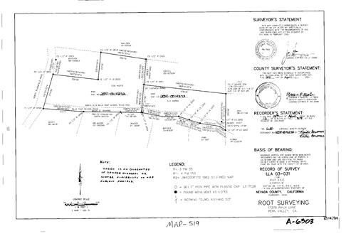 Click to see Record of Survey Book 12, pg. 519 (2004) of Nevada County Recorders Survey Maps Book 12