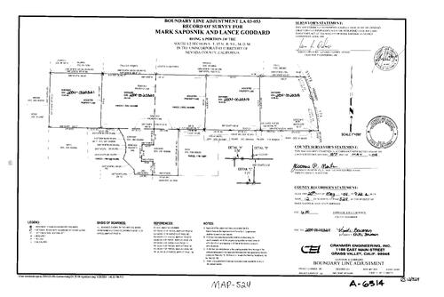 Click to see Record of Survey Book 12, pg. 524 (2004) of Nevada County Recorders Survey Maps Book 12