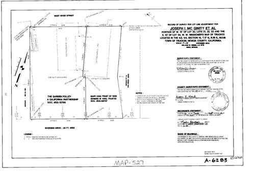 Click to see Record of Survey Book 12, pg. 527 (2004) of Nevada County Recorders Survey Maps Book 12