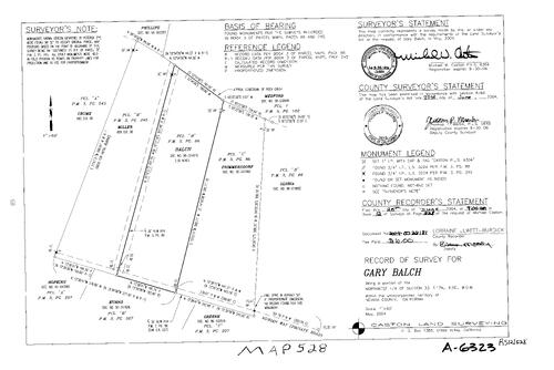 Click to see Record of Survey Book 12, pg. 528 (2004) of Nevada County Recorders Survey Maps Book 12