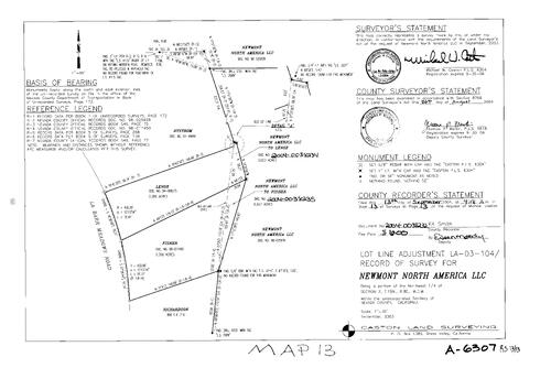 Click to see Record of Survey Book 13, pg. 13 (2004) of Nevada County Recorders Survey Maps Book 13