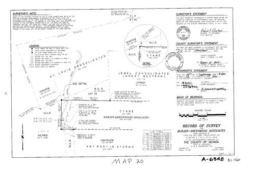 Click to see Record of Survey Book 13, pg. 20 (2004) of Nevada County Recorders Survey Maps Book 13