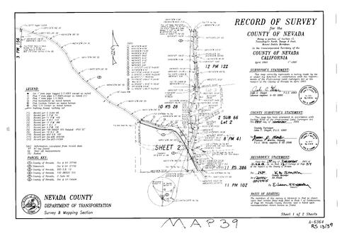 Click to see Record of Survey Book 13, pg. 39 (2004) of Nevada County Recorders Survey Maps Book 13