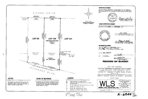 Click to see Record of Survey Book 13, pg. 56 (2004) of Nevada County Recorders Survey Maps Book 13