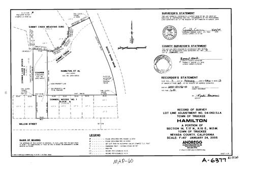 Click to see Record of Survey Book 13, pg. 60 (2005) of Nevada County Recorders Survey Maps Book 13