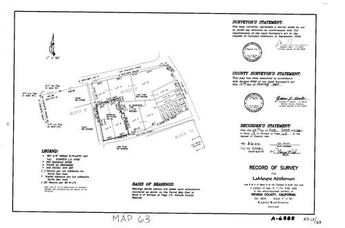 Click to see Record of Survey Book 13, pg. 63 (2005) of Nevada County Recorders Survey Maps Book 13