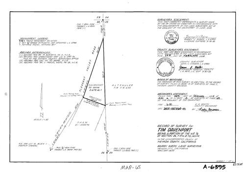 Click to see Record of Survey Book 13, pg. 65 (2005) of Nevada County Recorders Survey Maps Book 13