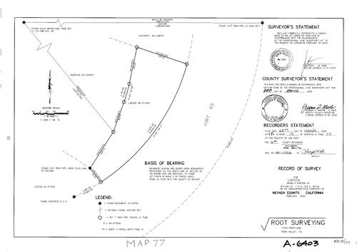 Click to see Record of Survey Book 13, pg. 77 (2005) of Nevada County Recorders Survey Maps Book 13