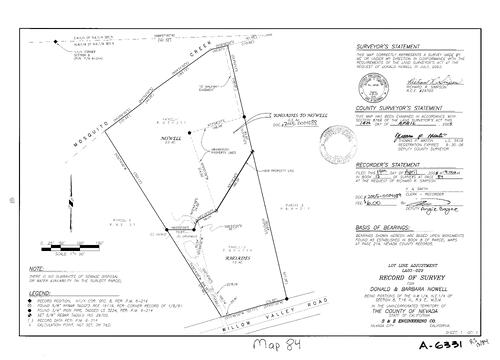 Click to see Record of Survey Book 13, pg. 84 (2005) of Nevada County Recorders Survey Maps Book 13