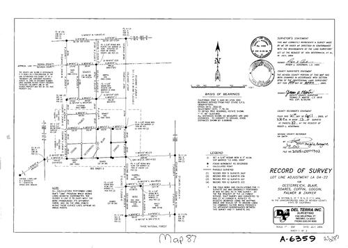 Click to see Record of Survey Book 13, pg. 87 (2005) of Nevada County Recorders Survey Maps Book 13