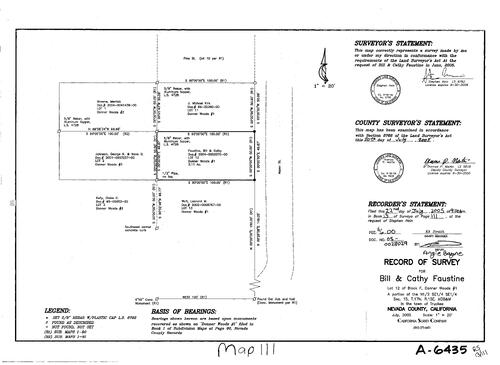 Click to see Record of Survey Book 13, pg. 111 (2005) of Nevada County Recorders Survey Maps Book 13