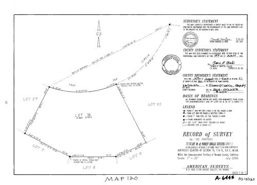 Click to see Record of Survey Book 13, pg. 120 (2005) of Nevada County Recorders Survey Maps Book 13