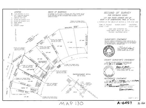 Click to see Record of Survey Book 13, pg. 130 (2005) of Nevada County Recorders Survey Maps Book 13