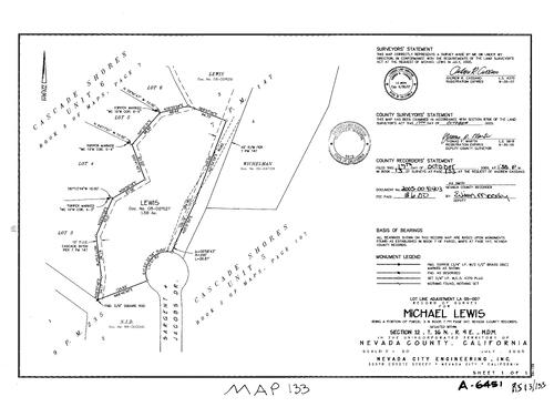 Click to see Record of Survey Book 13, pg. 133 (2005) of Nevada County Recorders Survey Maps Book 13