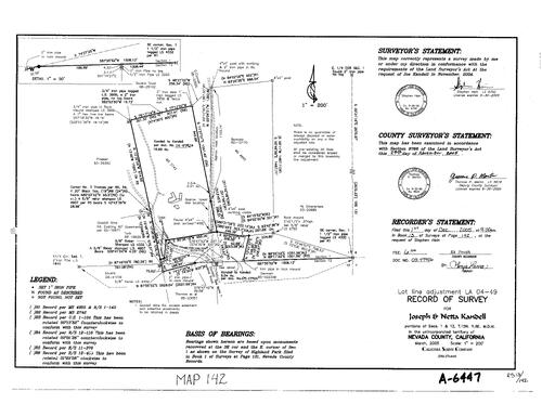 Click to see Record of Survey Book 13, pg. 142 (2005) of Nevada County Recorders Survey Maps Book 13