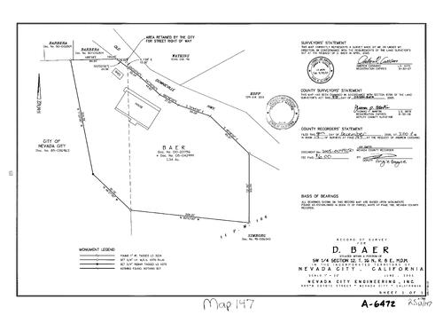 Click to see Record of Survey Book 13, pg. 147 (2005) of Nevada County Recorders Survey Maps Book 13