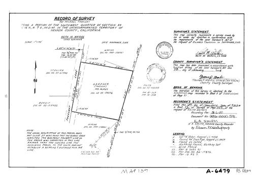 Click to see Record of Survey Book 13, pg. 157 (2006) of Nevada County Recorders Survey Maps Book 13