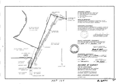 Click to see Record of Survey Book 13, pg. 164 (2006) of Nevada County Recorders Survey Maps Book 13