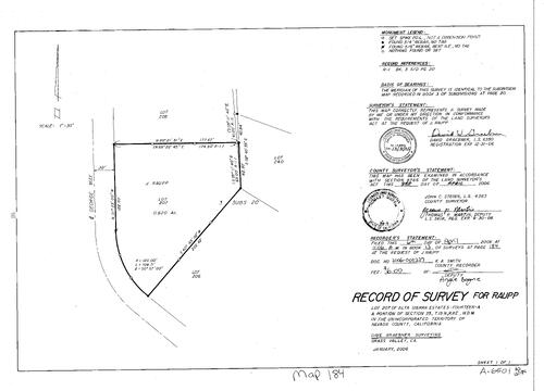 Click to see Record of Survey Book 13, pg. 184 (2006) of Nevada County Recorders Survey Maps Book 13
