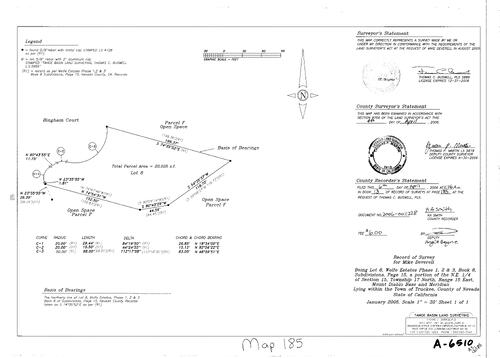 Click to see Record of Survey Book 13, pg. 185 (2006) of Nevada County Recorders Survey Maps Book 13
