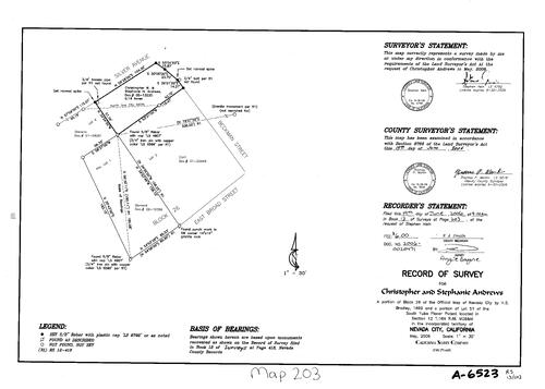 Click to see Record of Survey Book 13, pg. 203 (2006) of Nevada County Recorders Survey Maps Book 13