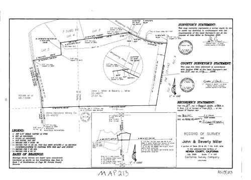 Click to see Record of Survey Book 13, pg. 213 (2006) of Nevada County Recorders Survey Maps Book 13