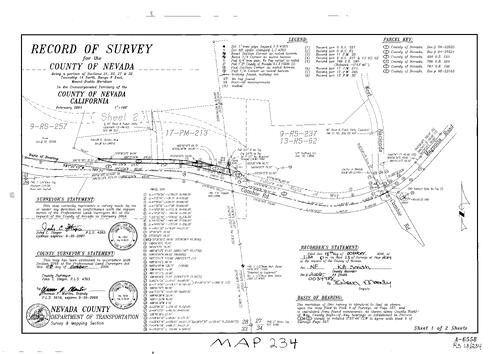 Click to see Record of Survey Book 13, pg. 234 (2006) of Nevada County Recorders Survey Maps Book 13