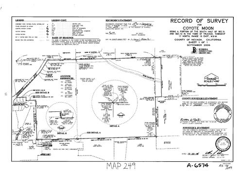 Click to see Record of Survey Book 13, pg. 249 (2007) of Nevada County Recorders Survey Maps Book 13