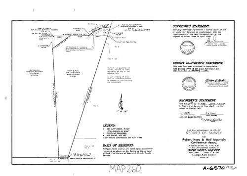 Click to see Record of Survey Book 13, pg. 260 (2007) of Nevada County Recorders Survey Maps Book 13