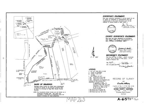 Click to see Record of Survey Book 13, pg. 263 (2007) of Nevada County Recorders Survey Maps Book 13