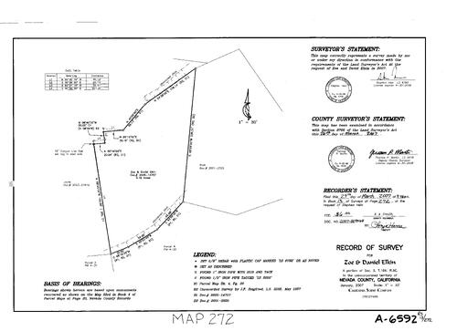 Click to see Record of Survey Book 13, pg. 272 (2007) of Nevada County Recorders Survey Maps Book 13