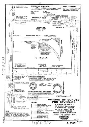 Click to see Record of Survey Book 13, pg. 276 (2007) of Nevada County Recorders Survey Maps Book 13
