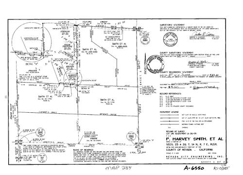 Click to see Record of Survey Book 13, pg. 285 (2007) of Nevada County Recorders Survey Maps Book 13