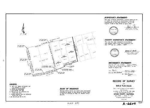 Click to see Record of Survey Book 13, pg. 287 (2007) of Nevada County Recorders Survey Maps Book 13