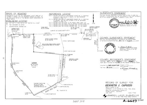 Click to see Record of Survey Book 13, pg. 304 (2007) of Nevada County Recorders Survey Maps Book 13