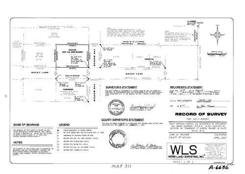 Click to see Record of Survey Book 13, pg. 311 (2007) of Nevada County Recorders Survey Maps Book 13