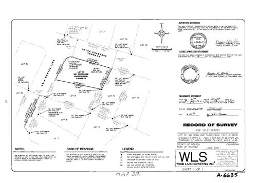 Click to see Record of Survey Book 13, pg. 312 (2007) of Nevada County Recorders Survey Maps Book 13