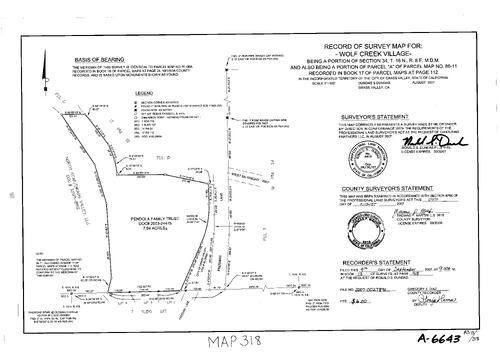 Click to see Record of Survey Book 13, pg. 318 (2007) of Nevada County Recorders Survey Maps Book 13