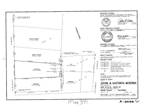 Click to see Record of Survey Book 13, pg. 344 (2007) of Nevada County Recorders Survey Maps Book 13