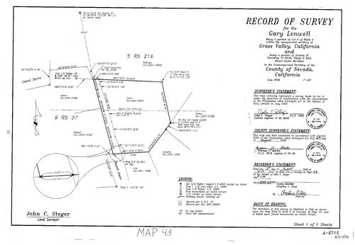 Click to see Record of Survey Book 14, pg. 043 (2008) of Nevada County Recorders Survey Maps Book 14