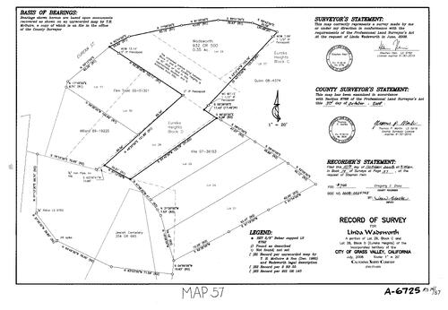 Click to see Record of Survey Book 14, pg. 057 (2008) of Nevada County Recorders Survey Maps Book 14
